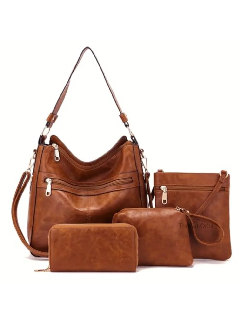 4PCS Handbag and Wallet Set Large Hobo Vegan Leather Crossbody Shoulder